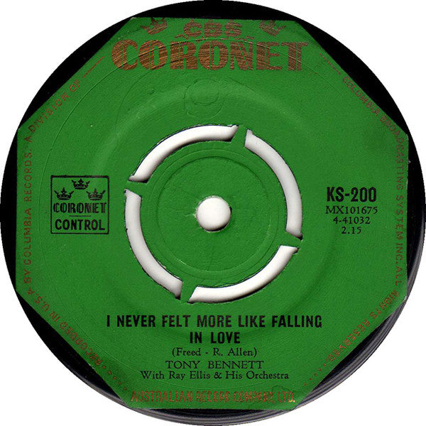 Tony Bennett : I Never Felt More Like Falling In Love (7", Single)