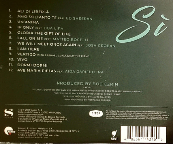 Andrea Bocelli : Si (CD, Album)