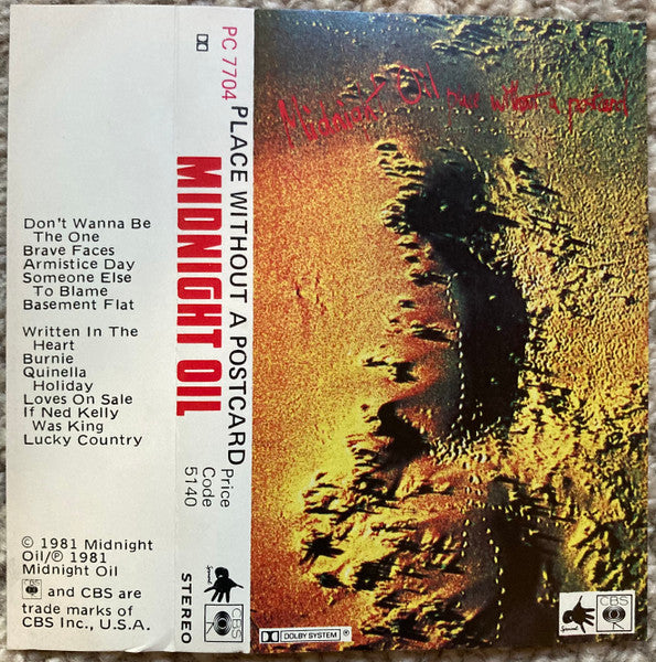 Midnight Oil : Place Without A Postcard (Cass, Album)