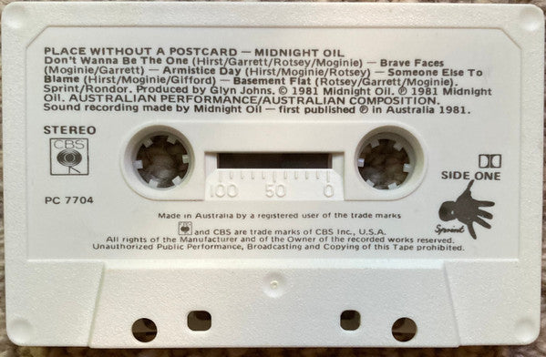 Midnight Oil : Place Without A Postcard (Cass, Album)