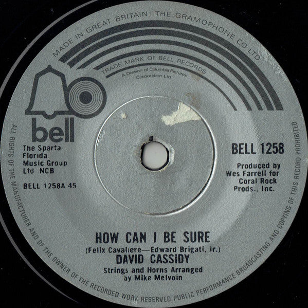 David Cassidy : How Can I Be Sure (7", Single, Sol)