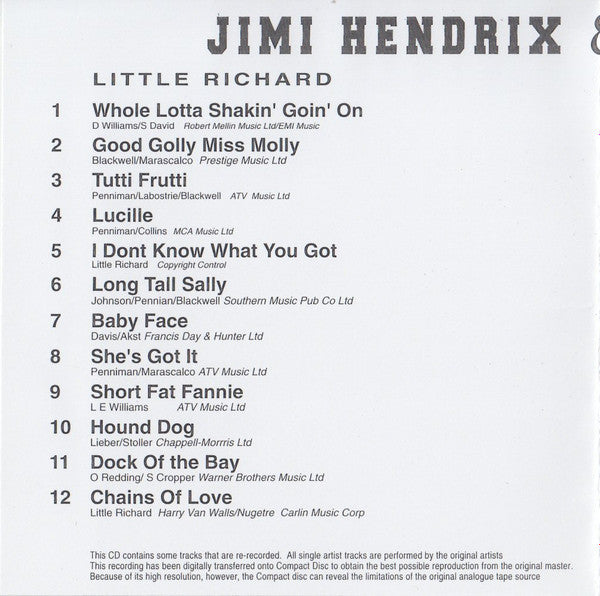 Jimi Hendrix & Little Richard : Whole Lotta Shakin' Goin' On (CD, Comp)