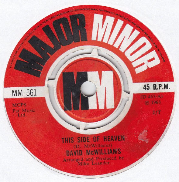 David McWilliams : This Side Of Heaven (7", Single)