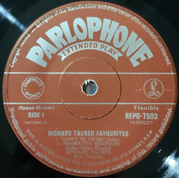 Richard Tauber : Richard Tauber Favourites Volume III (7", EP)