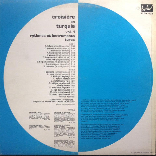 Various : Croisière En Turquie Vol. 1 Rythmes Et Instruments Turcs (LP)