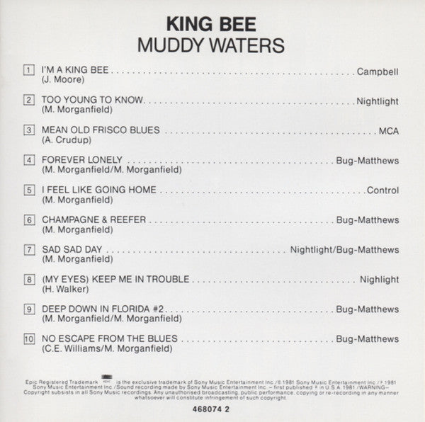 Muddy Waters : King Bee (CD, Album, RE)
