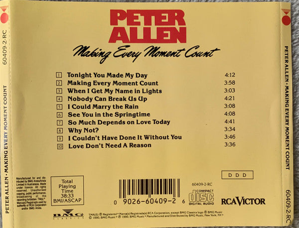 Peter Allen : Making Every Moment Count (CD, Album)
