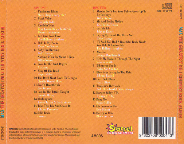 Various : MAX: The Greatest No.1 Country Rock Album (30 Legendary Country Tracks) (2xCD, Comp)