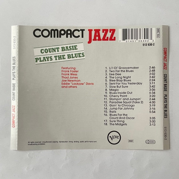 Count Basie : Count Basie Plays The Blues (CD, Comp)