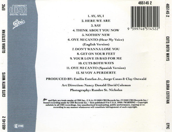 Gloria Estefan : Cuts Both Ways (CD, Album, RE)
