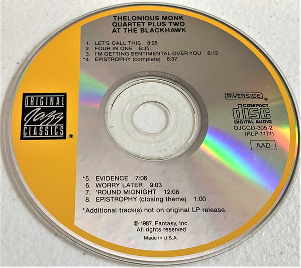 Thelonious Monk Quartet Plus Two* : At The Blackhawk (CD, Album, RE)