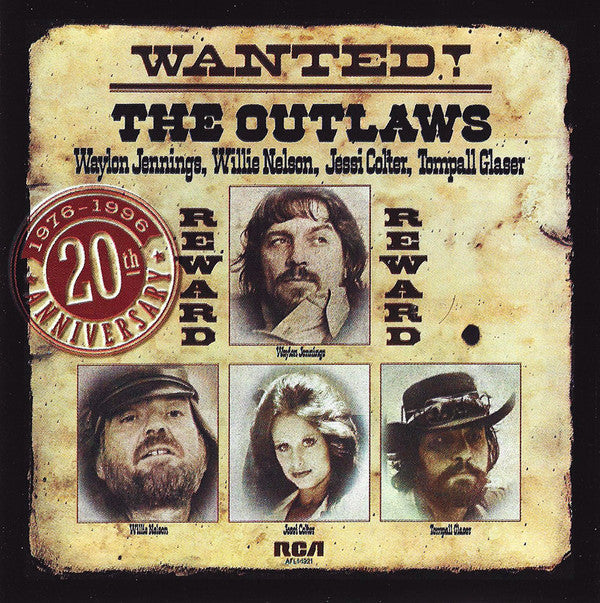 Waylon Jennings, Willie Nelson, Jessi Colter, Tompall Glaser : Wanted! The Outlaws (1976-1996 20th Anniversary) (CD, Comp, RE, RM)