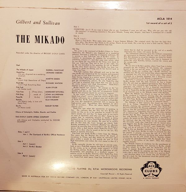 Gilbert & Sullivan - D'Oyly Carte Opera Company, D'Oyly Carte Opera Company, Isidore Godfrey : The Mikado (2xLP, Mono)