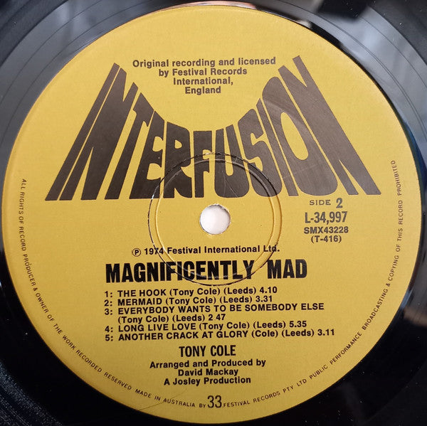 Tony Cole : Magnificently Mad (LP, Album)