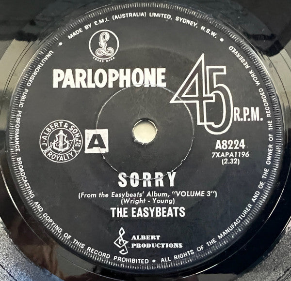 The Easybeats : Sorry / Funny Feelin' (7", Single)