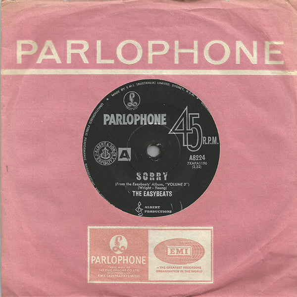 The Easybeats : Sorry / Funny Feelin' (7", Single)