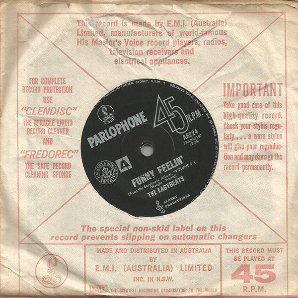 The Easybeats : Sorry / Funny Feelin' (7", Single)