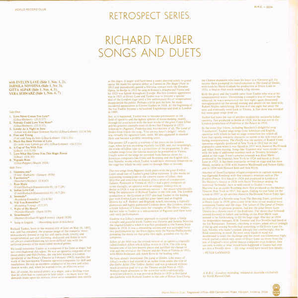 Richard Tauber : Songs & Duets (LP, Comp, Mono, Club)