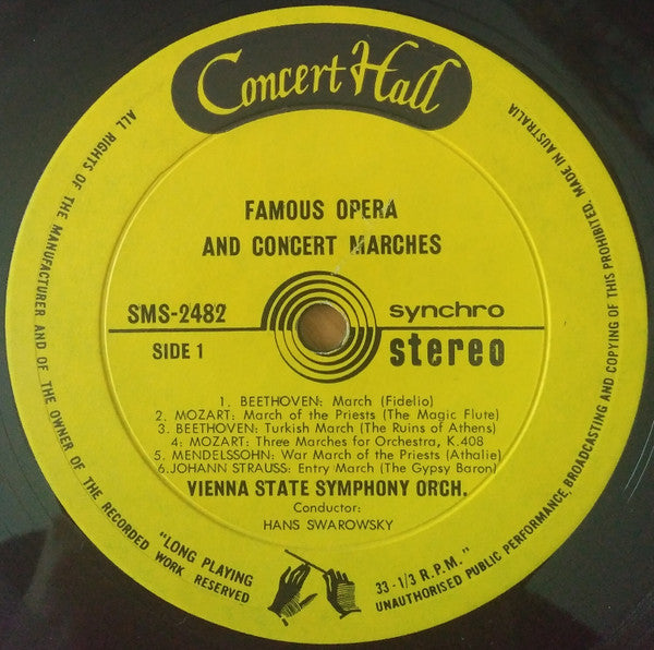 The Vienna State Symphony Orchestra* Conducted By Hans Swarowsky : Famous Opera And Concert Marches (LP)