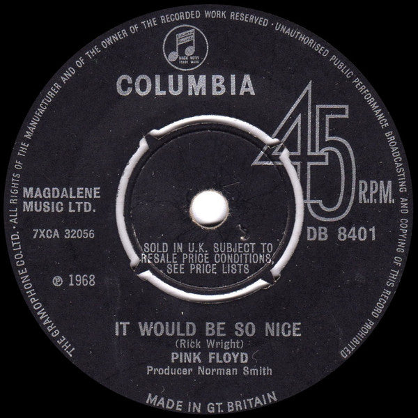 Pink Floyd : It Would Be So Nice (7", Single)
