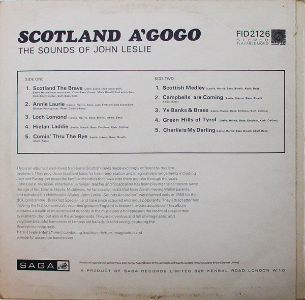 The Sounds Of John Leslie : Scotland A'GoGo (LP)