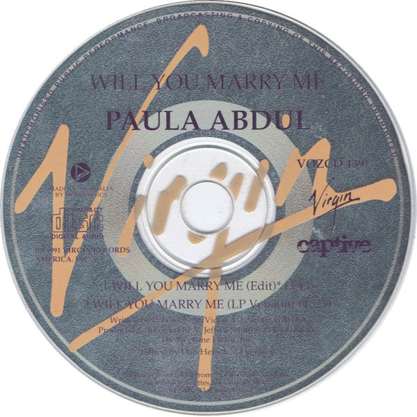 Paula Abdul : Will You Marry Me? (CD, Single)