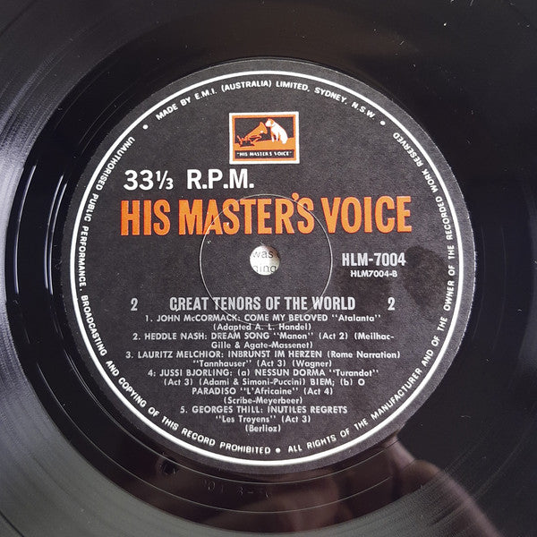 Various : Great Tenors Of The World (LP, Comp, Mono)