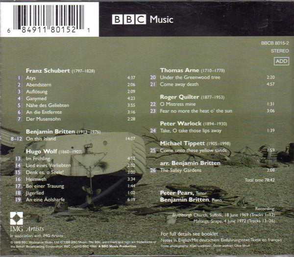Benjamin Britten, Peter Pears, Schubert*, Wolf* : Lieder - On This Island - Mörike Lieder (CD, Comp)