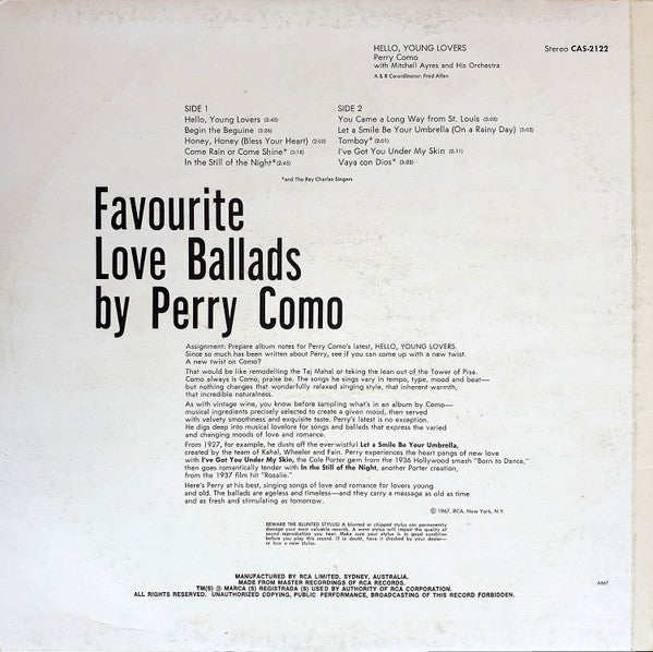 Perry Como : Hello, Young Lovers (LP, Comp, RE)