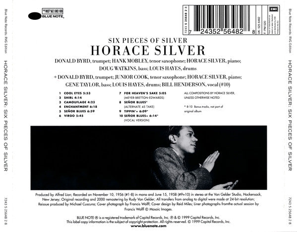 The Horace Silver Quintet : 6 Pieces Of Silver (CD, Album, RE, RM, RP)