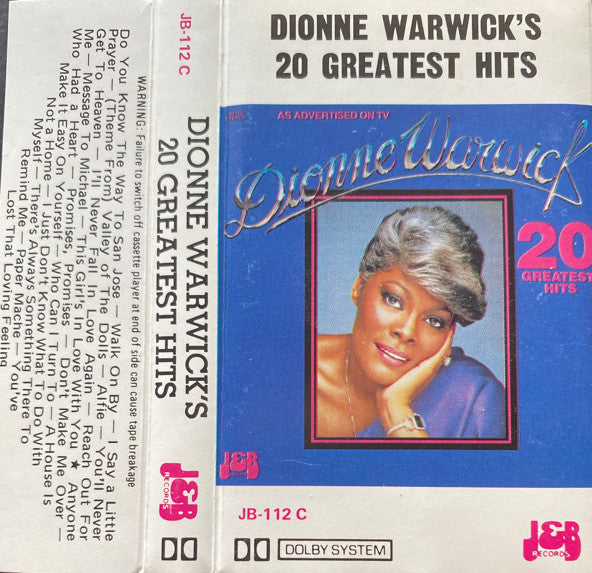 Dionne Warwick : 20 Greatest Hits (Cass, Comp, Whi)