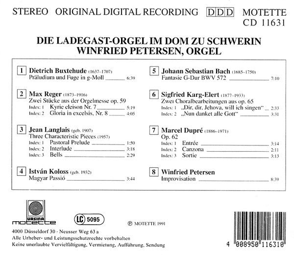 Winfried Petersen : Die Ladegast-Orgel Im Dom Zu Schwerin (CD)