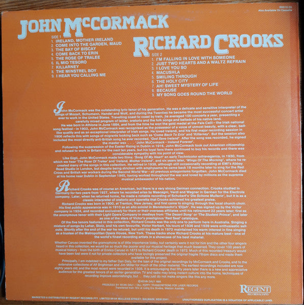 John McCormack (2) / Richard Crooks (2) : The Great Tenors (LP, Comp)