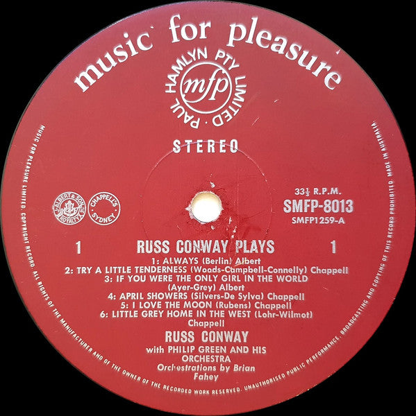 Russ Conway : Russ Conway Plays (LP, Album)