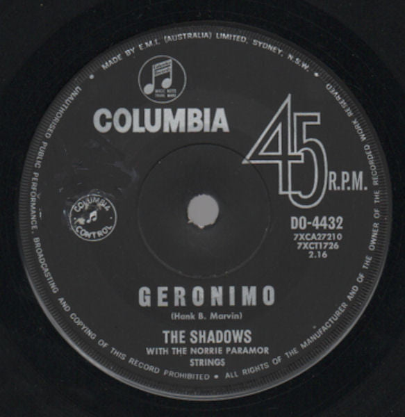 The Shadows : Geronimo (7")