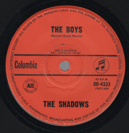 The Shadows : The Boys (7", Single)