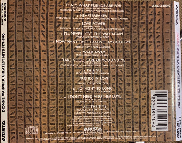 Dionne Warwick : Greatest Hits 1979-1990 (CD, Comp)