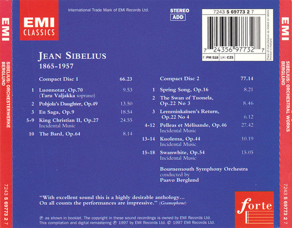 Sibelius*, Paavo Berglund : Orchestral Works (2xCD, Comp, RM)