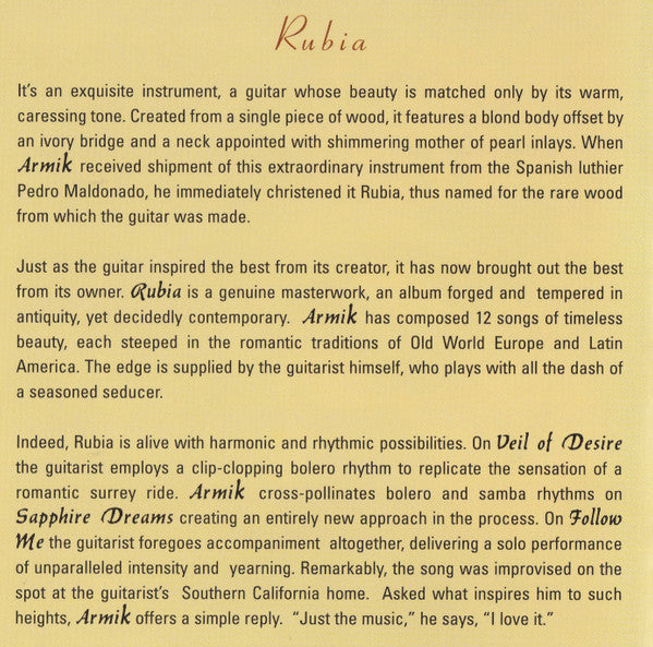 Armik : Rubia (CD, Album)