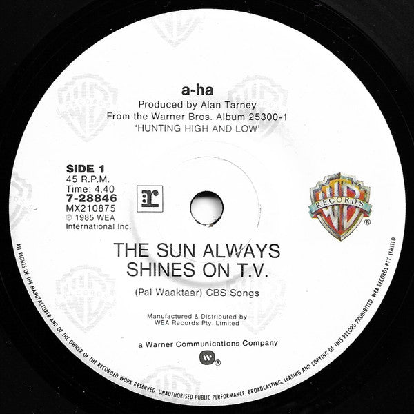 a-ha : The Sun Always Shines On T.V. (7", Single)
