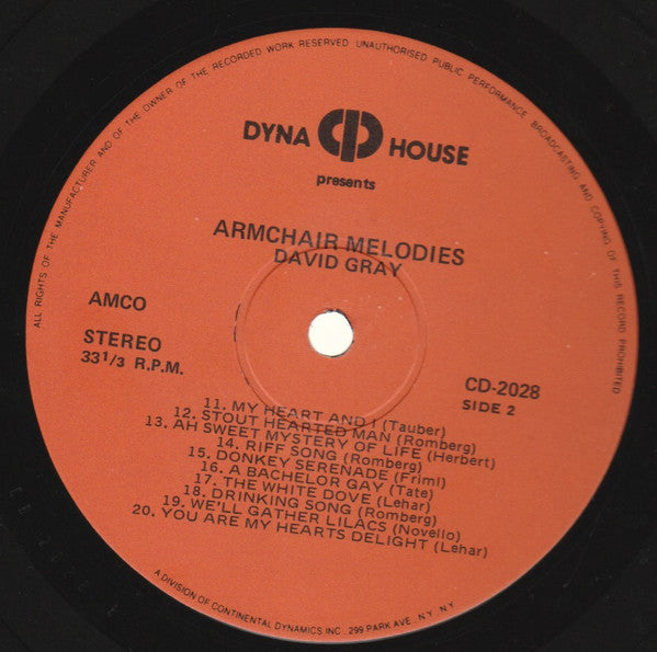 David Gray (10) : Armchair Melodies (LP)
