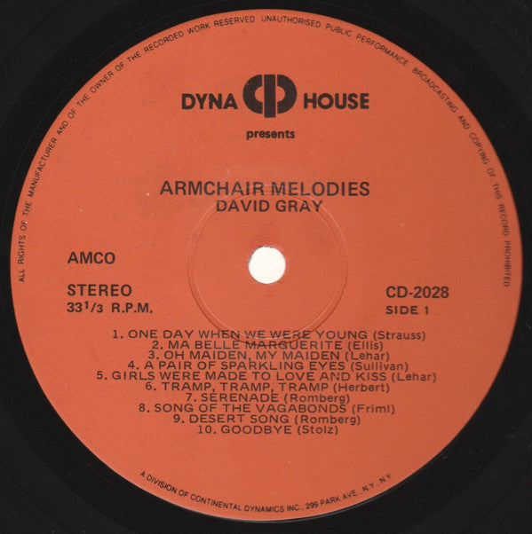 David Gray (10) : Armchair Melodies (LP)