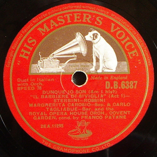 Margherita Carosio & Carlo Tagliabue And The Royal Opera House Orch., Covent Garden* , Cond. By Franco Patanè* : Dunque Io Son - Ah! Solo Per Me L'Infamia (Shellac, 12")
