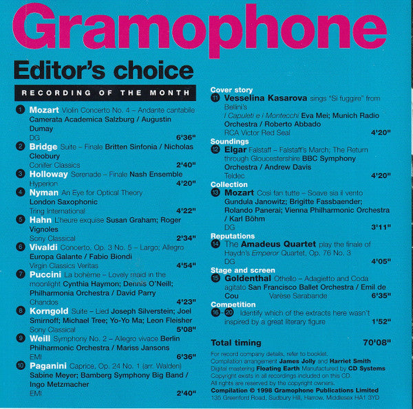 Various : Editor's Choice - September 1998 / RCA Red Seal Highlights For 1998 (2xCD, Comp)