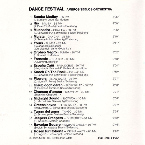 Ambros Seelos Orchestra* : Dance Festival (CD, RE)