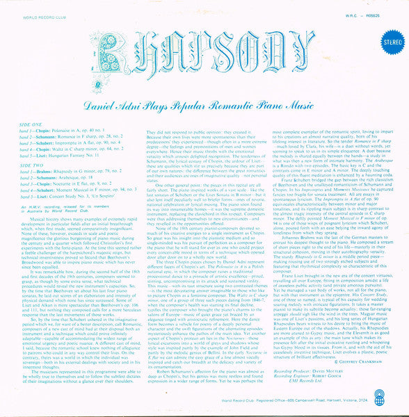 Daniel Adni : Rhapsody Daniel Adni plays Popular Romantic Piano Music (LP)