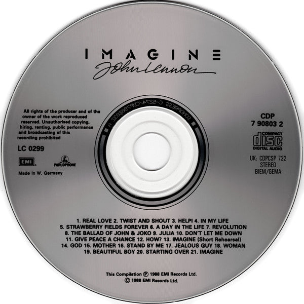 John Lennon : Imagine: John Lennon, Music From The Motion Picture (CD, Comp)