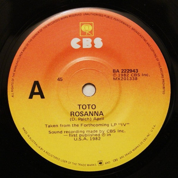Toto : Rosanna (7", Single)