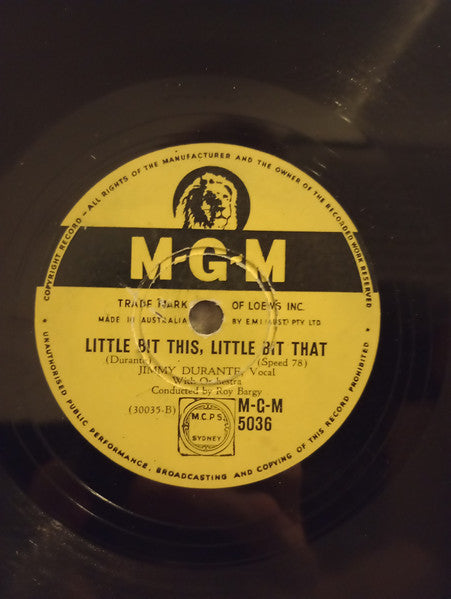 Jimmy Durante : I'm The Guy Who Found The Lost Chord / Little Bit this,  Little Bit That  (Shellac, 10")