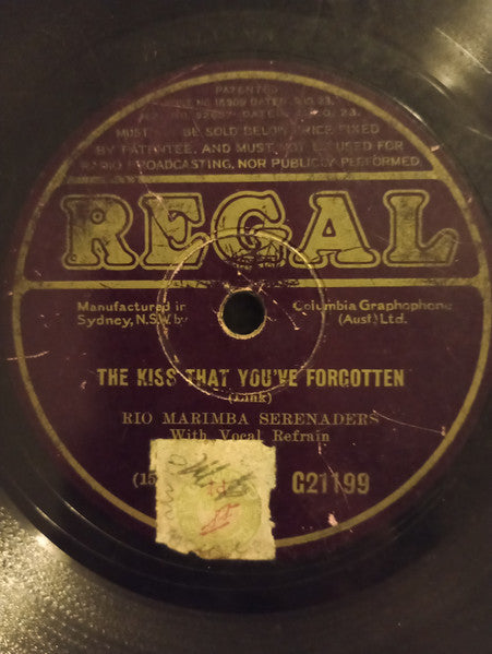 Rio Marimba Serenaders : The Kiss That You've Forgotten / Blue Kentucky Moon (Shellac, 10")